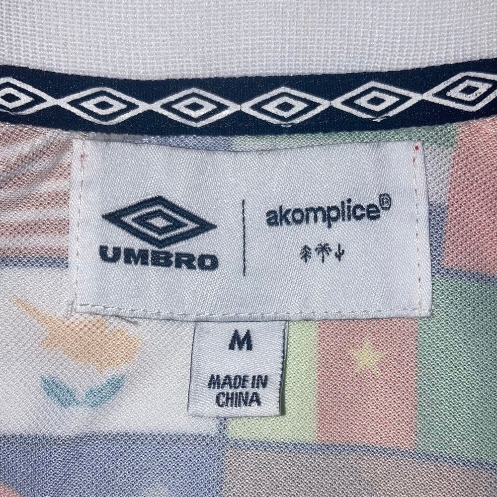Umbro x Akomplice Rugby Jersey Mens Medium Soccer World Cup Peace 195 Flag Print - Picture 8 of 11